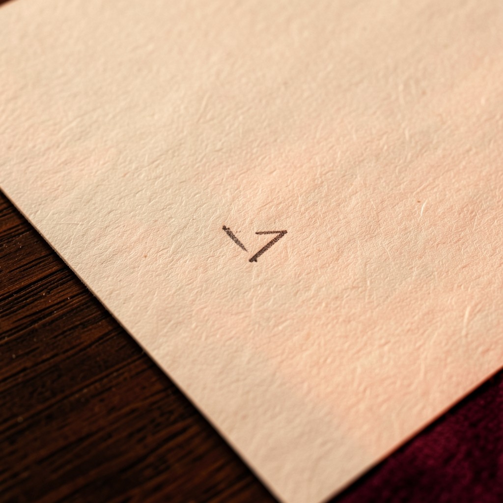 Close view of two small pencil marks at the same height on cream paper, copper light, dark wood beneath