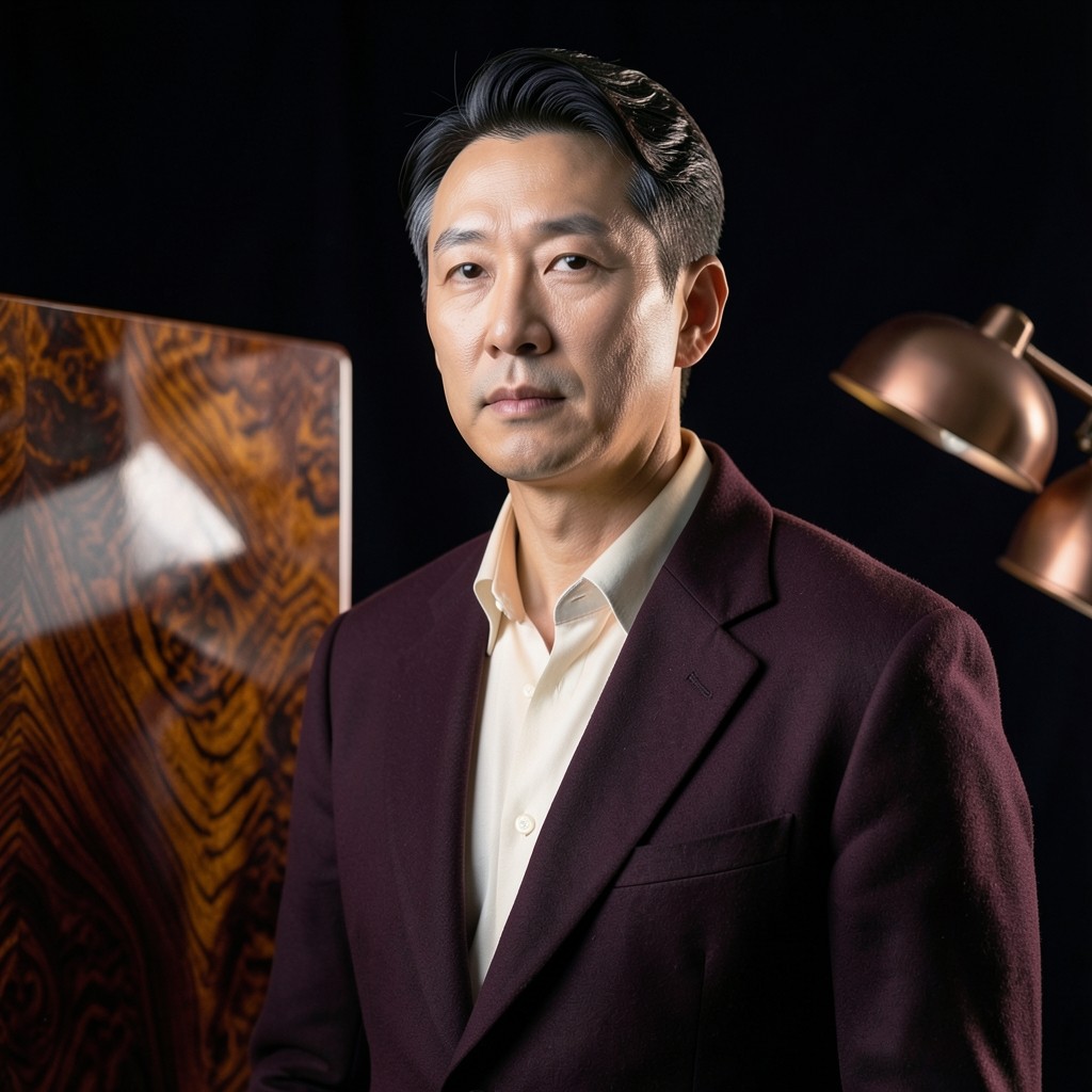 Seo Siwoo, principal tutor, standing beside a lacquered chart board in the evening studio